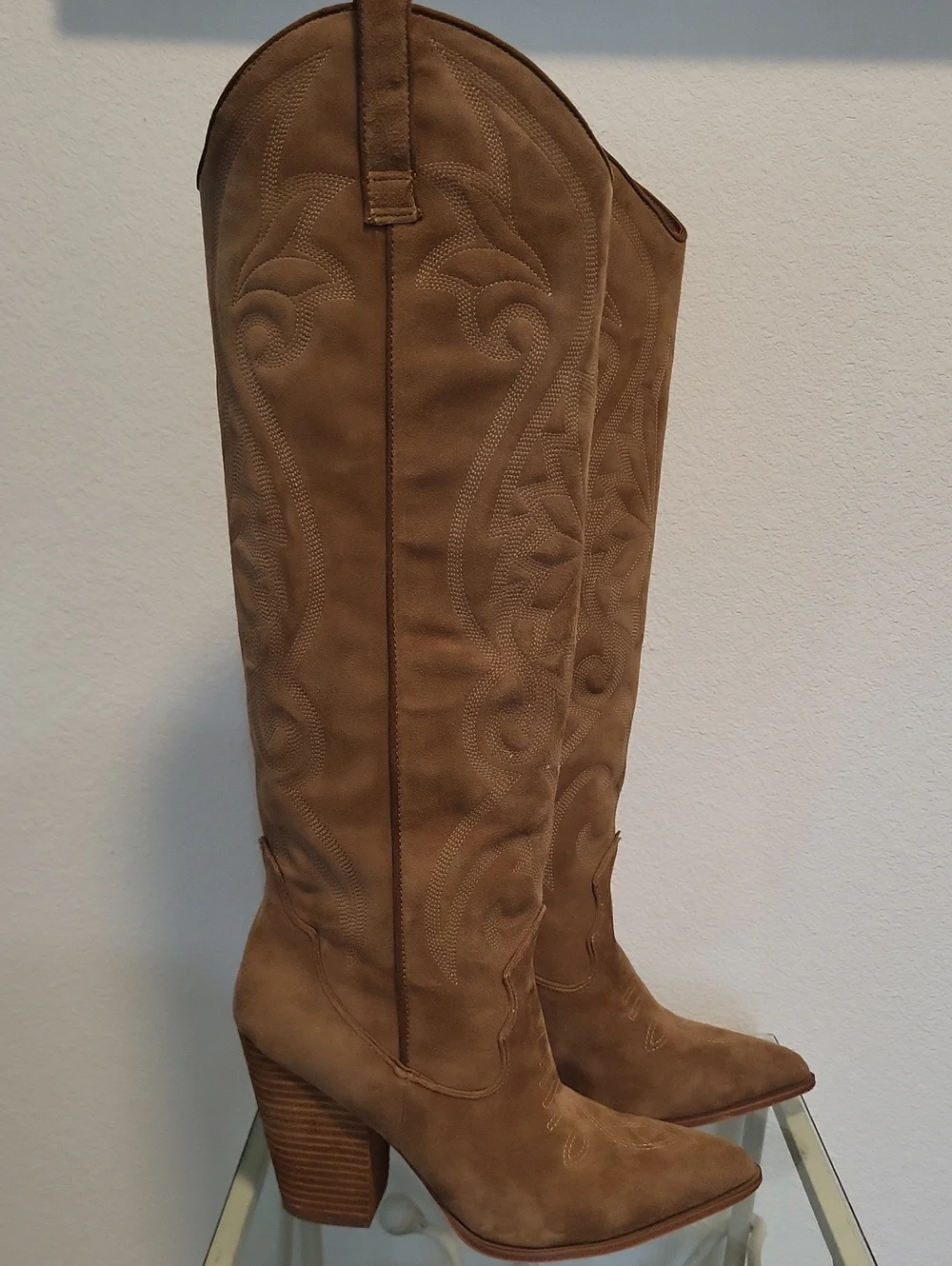 Steve Madden Tessy Tall Western Suede Boots - Brown Size 8 Nwt